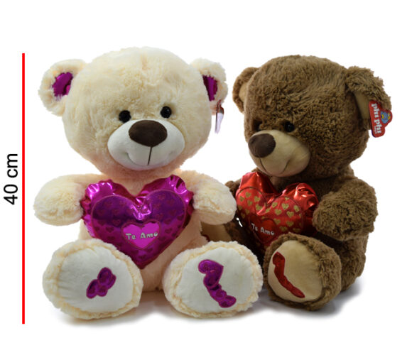 MI5419  OSO SENTADO CON CORAZON METAL TE AMO