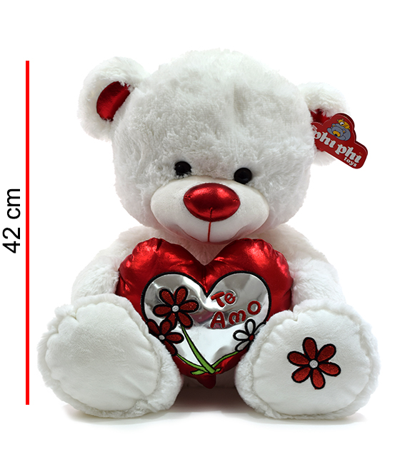 MI5434  OSO CONRAZON ROJO Y PLATA