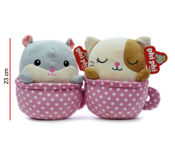 MI8196  GATO Y HAMSTER EN TAZA 23 CM
